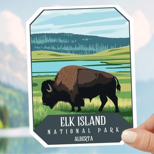 Adesivo do Parque Nacional Elk Island, Alberta, Canadá, deserto, Ártico, ADESIVO IMPRESSO, decalque de viagem, acampamento, lembrança de viagem, arte da vida selvagem