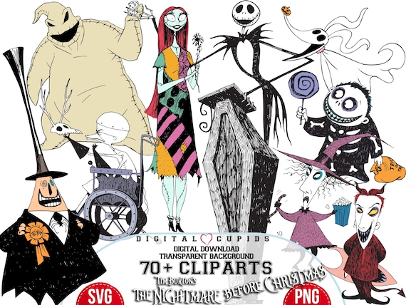 Nightmare Before Christmas Clipart: Skellington, Halloween Town (SVG, PNG)