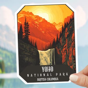 Adesivo do Parque Nacional Yoho, Colúmbia Britânica, Canadá, Decalque da Cachoeira Takakkaw, Equipamento de acampamento para caminhadas, Lago Esmeralda, Natureza selvagem