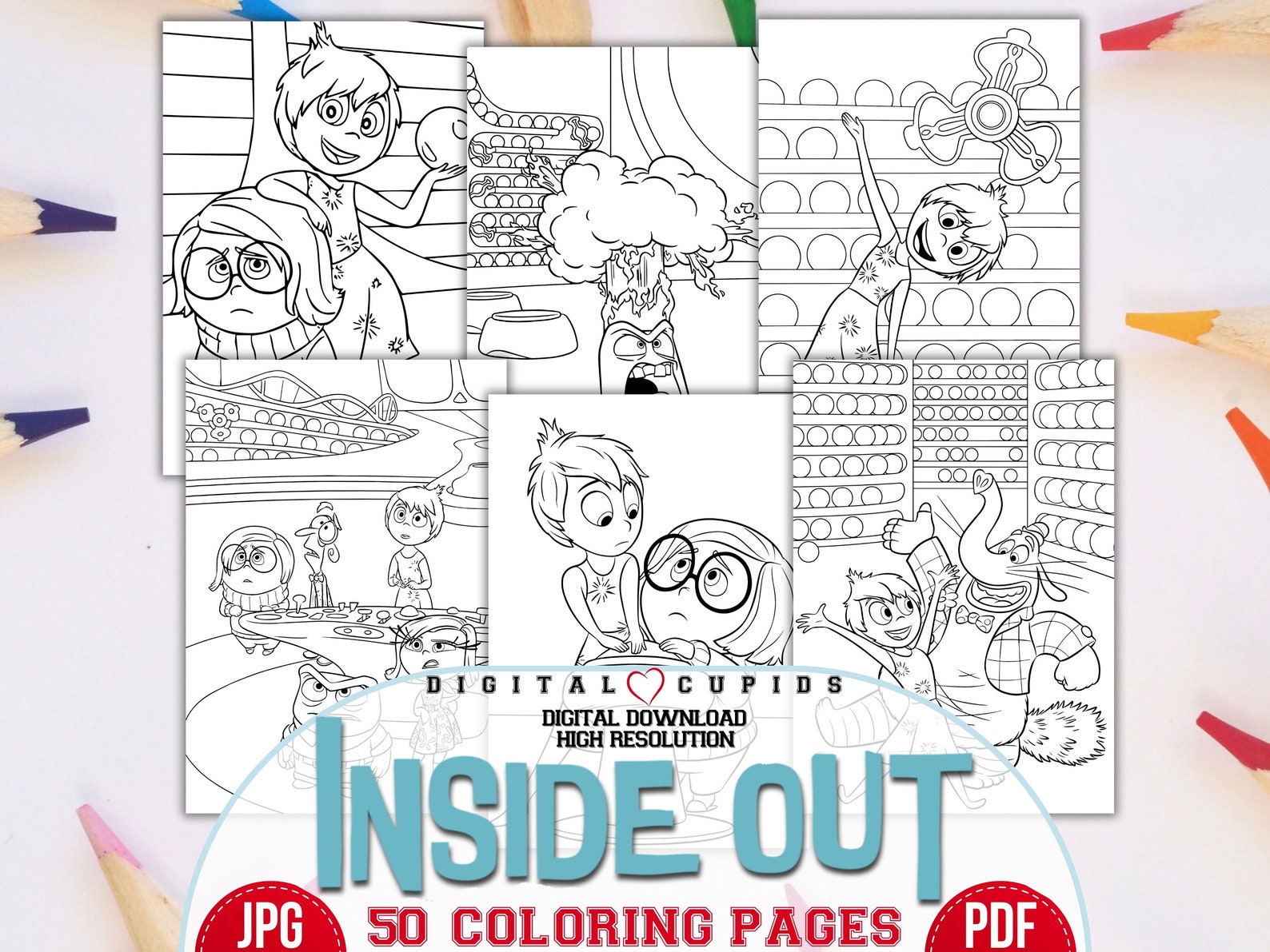 Inside Out Movie Coloring Pages JPG & PDF Inside Out Illustrations ...