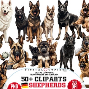 German Shepherds PNG Clipart Set |German Shepherds Graphics, Puppy Decals | Ideal for Pet Lovers & Owners Gift Decor, Shepherds PNG Cliparts