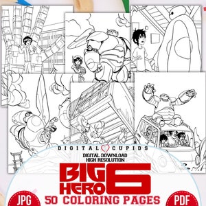 Superhelden Ausmalbilder I Malbuch zum ausdrucken I Hiro Hamada, Baymax Malvorlagen I Kreativ Geschenk I Superheld Party Aktivität