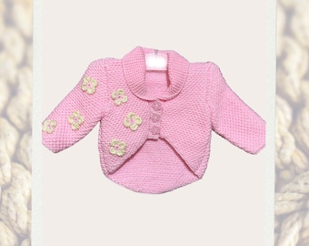 Floral Knit Cardigan, Baby Shower Gift, Newborn Girl Outfit, Baby Girl Clothes Boho, Handmade Knit Sweater, Custom Design Baby Tee, Handknit