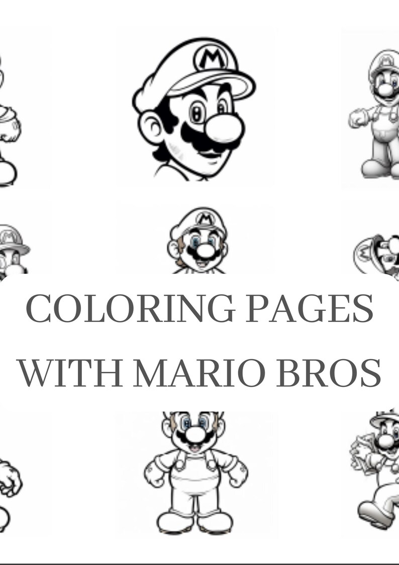 Mario Bros Coloring Pages Printable Coloring Book Coloring - Etsy