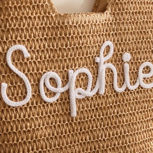 Personalised Beach Tote Bags, Custom Floral Crochet Bride Beach Bags, Straw Beach Vacation Wedding Favor, Mothers Day Gift, Bridesmaid Gifts image 8