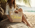 Personalised Beach Tote Bags, Custom Floral Crochet Bride Beach Bags, Straw Beach Vacation Wedding Favor, Gift for Mom, Bridesmaid Gifts product logo