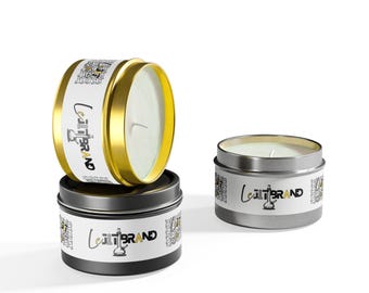 Vela perfumada de viaje LeJIT en lata / Negra, dorada y gris