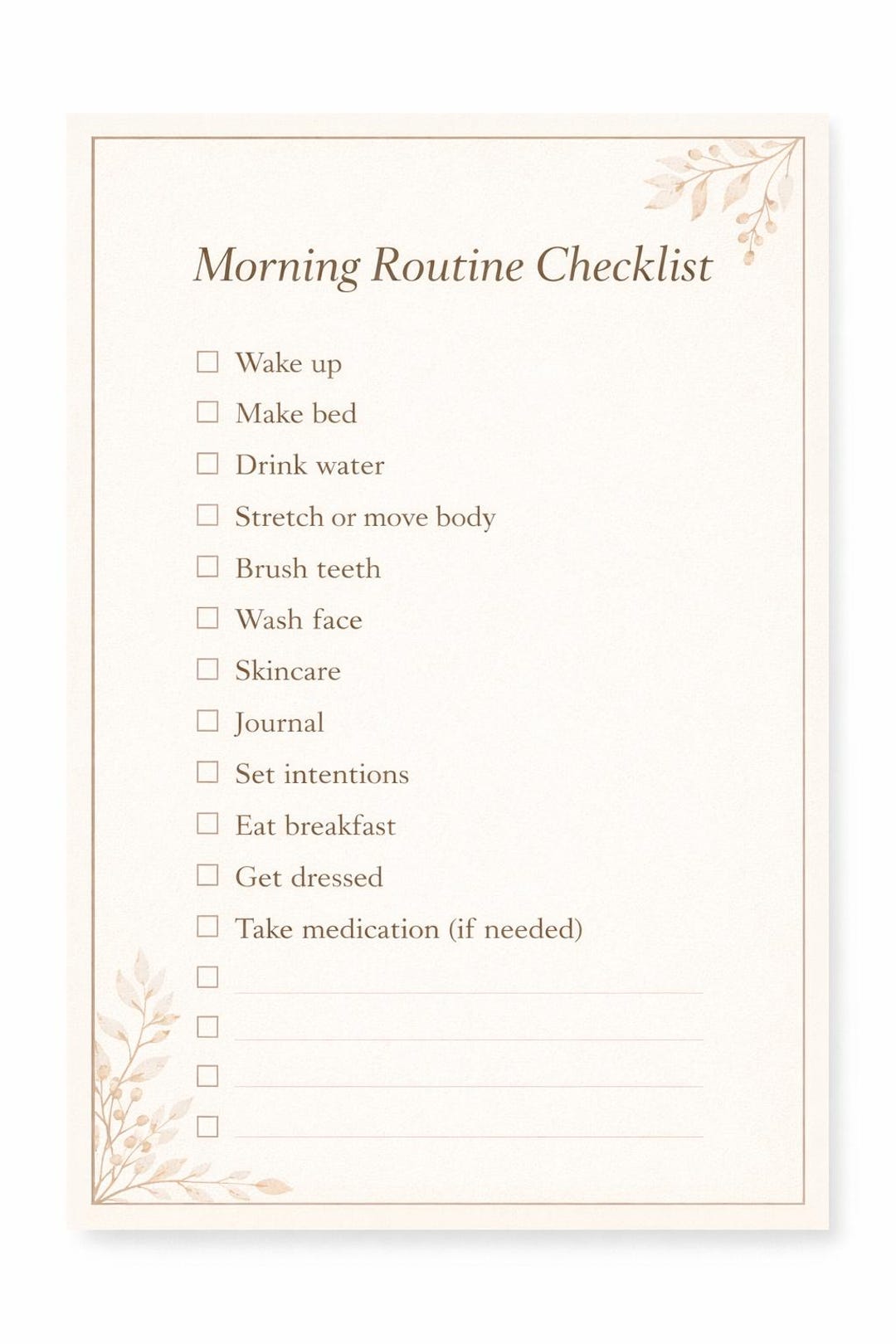 Morning Routine Checklist Printable | Daily Habits Planner | Self Care ...