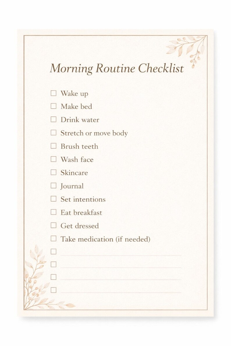 Morning Routine Checklist Printable | Daily Habits Planner | Self Care ...