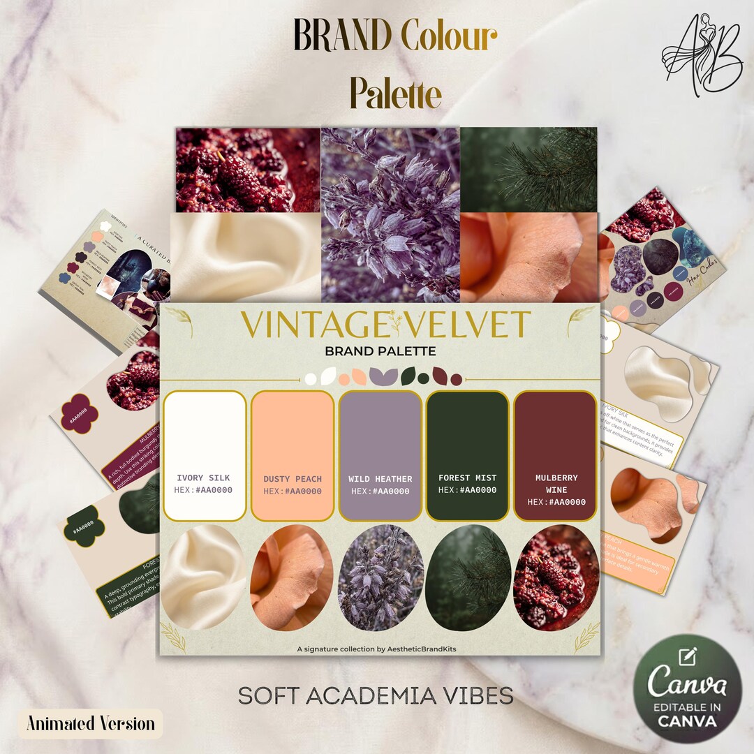 Luxury Color Palette | Vintage Velvet Brand Color Palette With Hex ...