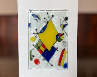 Modern Abstract Fused Glass Art – Colorful Geometric Wall Decor