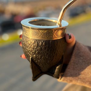 Imperial Leder Mate Tasse - Schwarzes Krokomuster