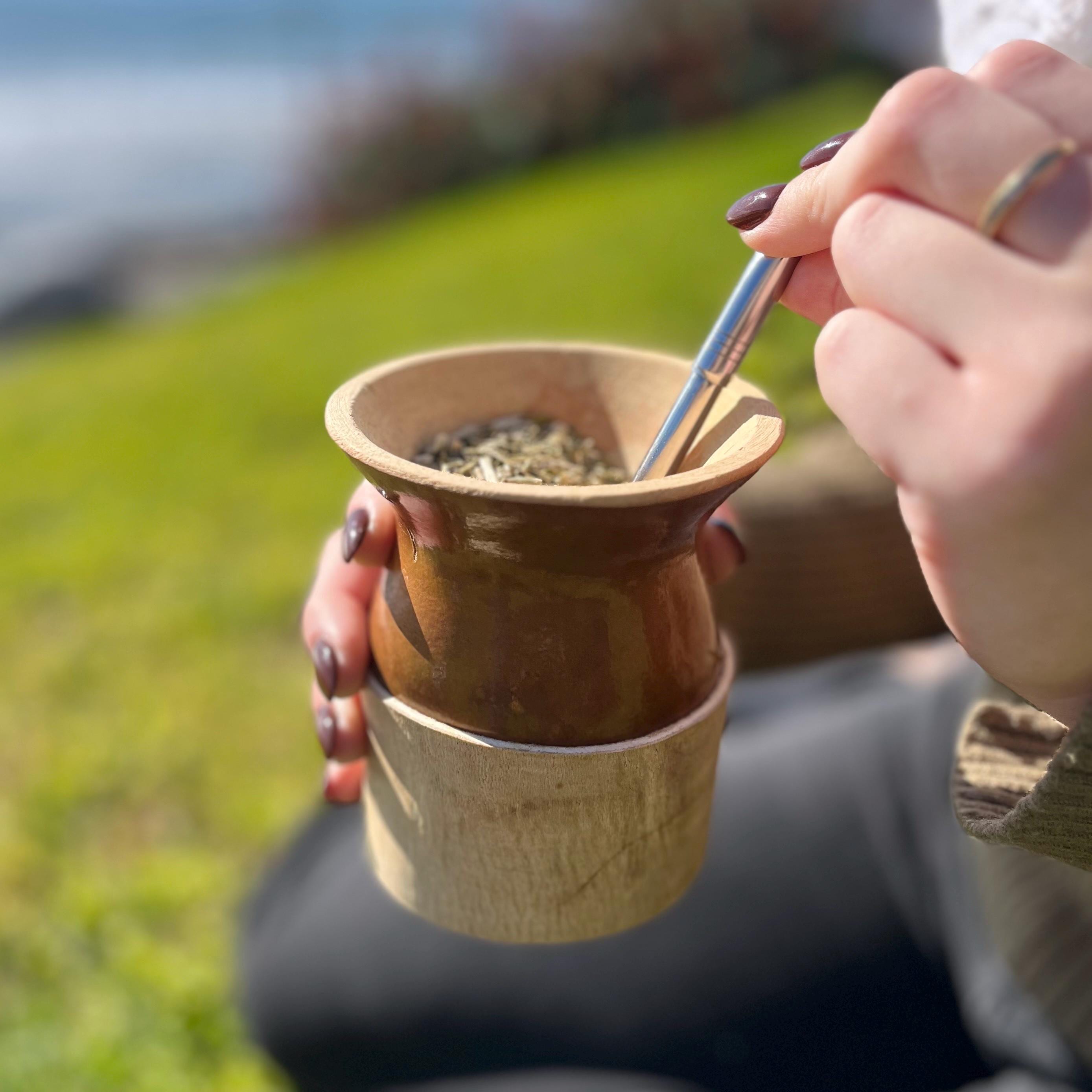 Rustic Guampa Mate Cup – Handcrafted Wood Base - Etsy