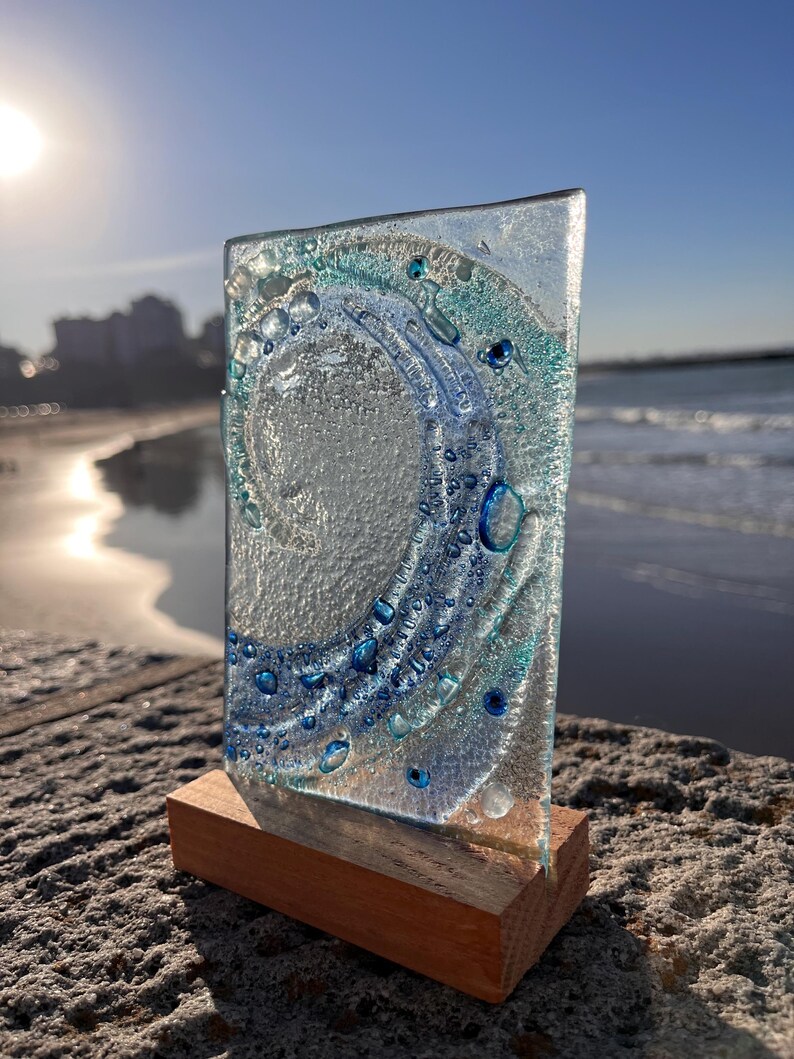 Fused Glass Ocean Wave | Beach Decor | Coastal Glass Sculpture ...