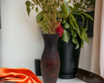 Art and Nature Meeting: Handmade Burnt Pattern Pine Wood Wooden Vase. Just For You