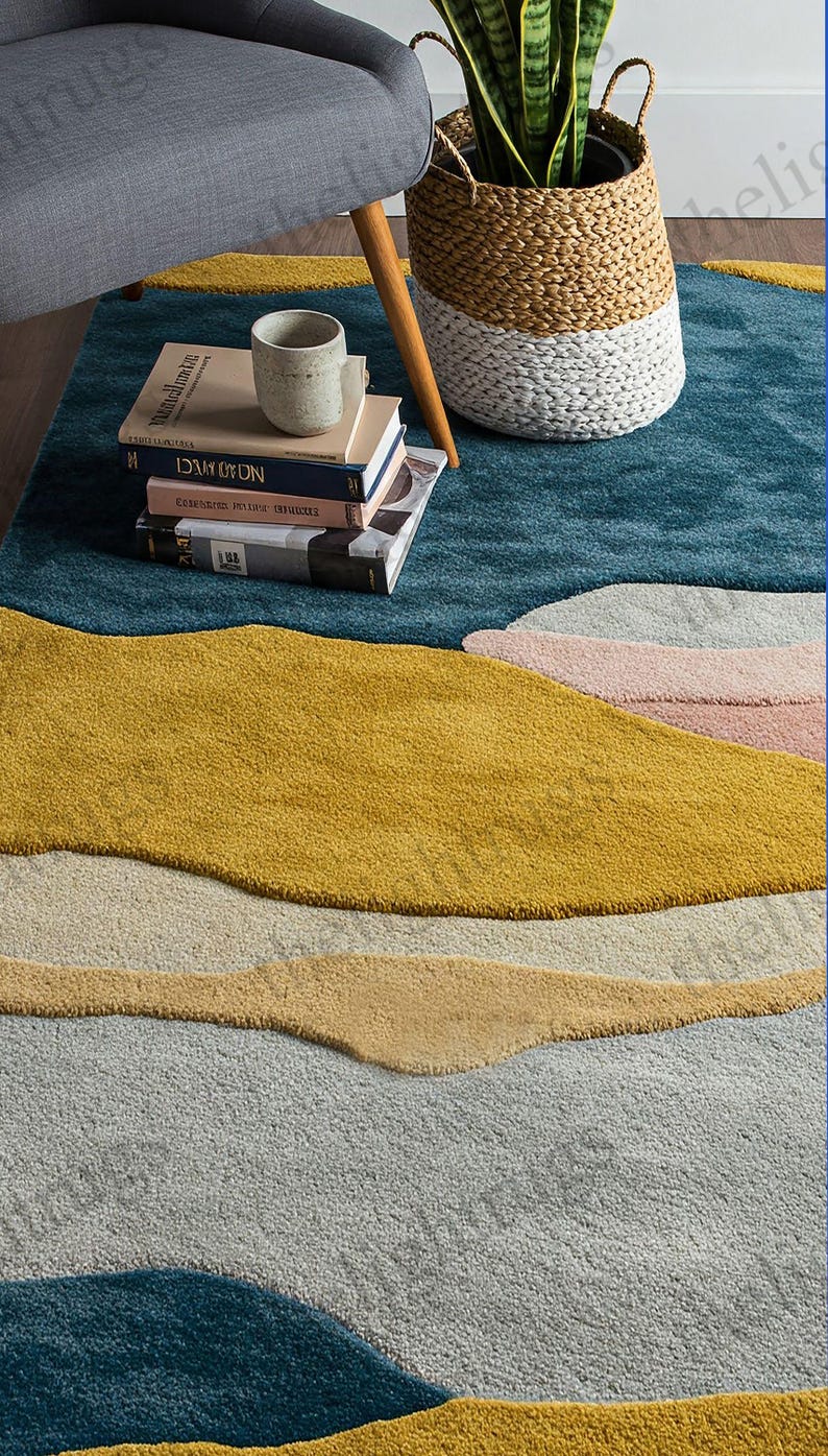 Luxury abstract rug inspired by natural landscapes