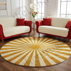 12x12 ,11x11 ,10x10  Sunburst Hand-Tufted Wool Rug - Handcrafted Modern Round Area Rug For Living Room Bedroom Dining Room Carpet.