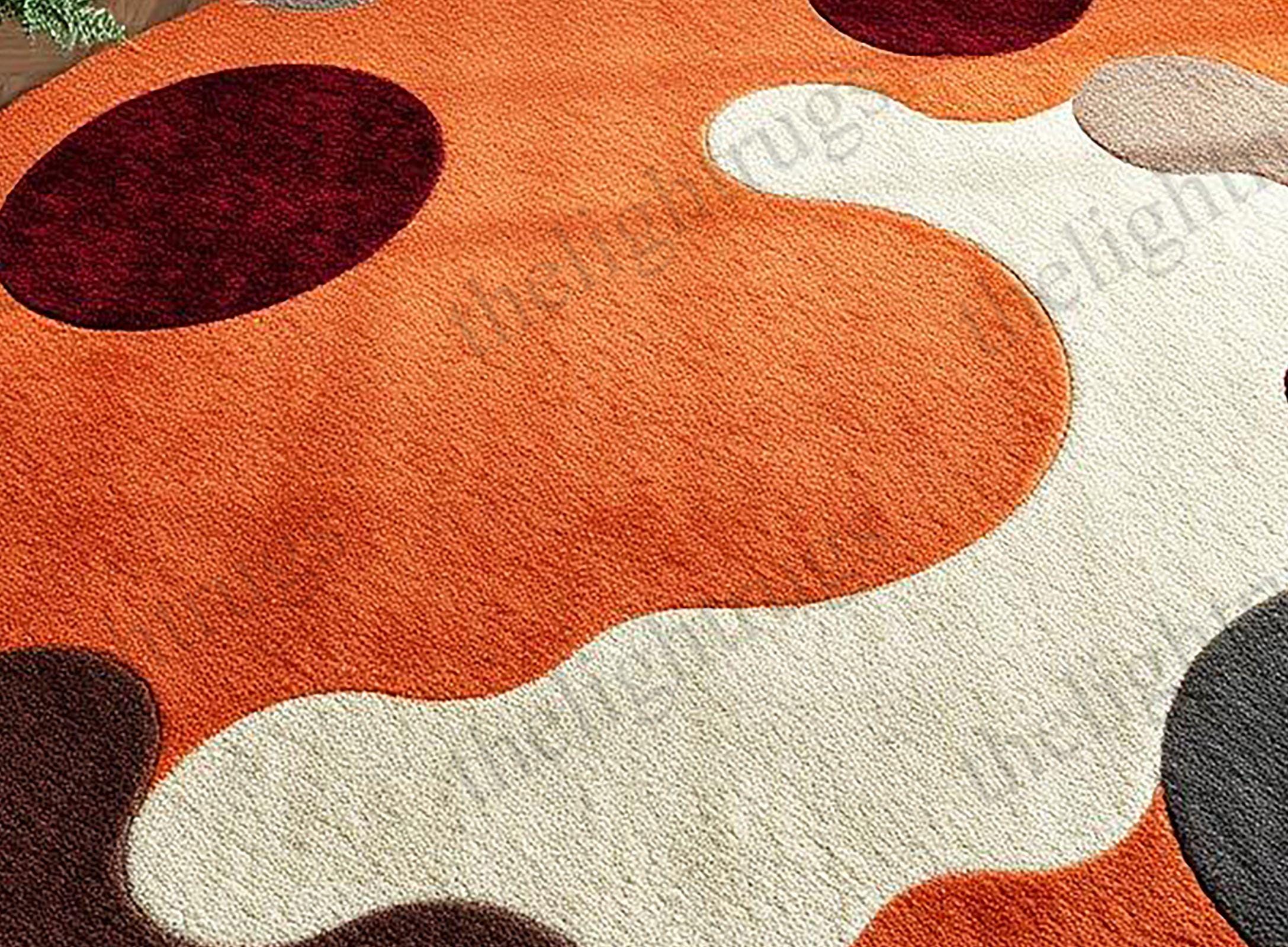 Solid Tufted Orange Wool Rug 3'6 x 5'6 main image 0