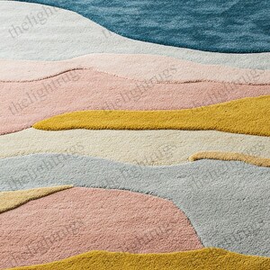 Premium wool rug with bold organic shapes for home décor