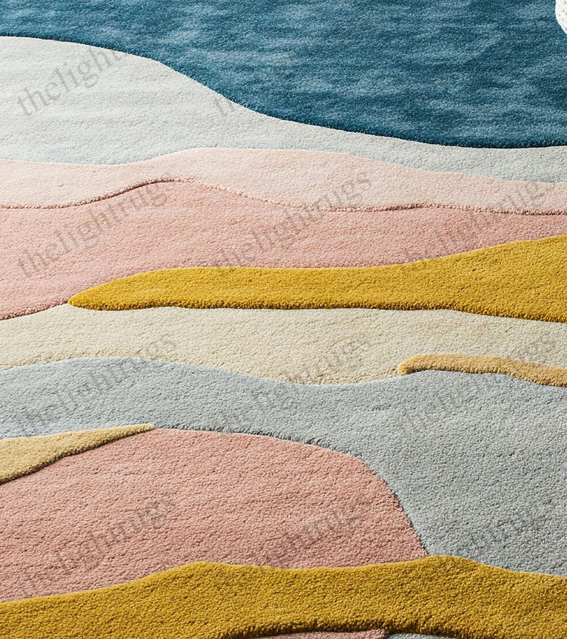 Premium wool rug with bold organic shapes for home décor