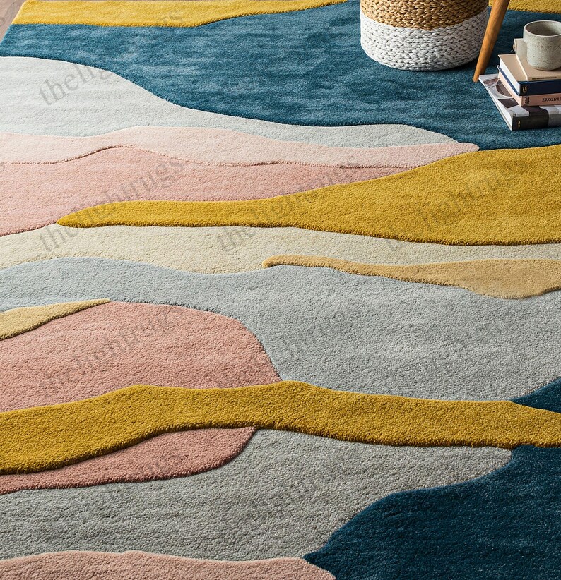 Handmade wool area rug for stylish and contemporary interiors