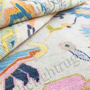 10x14 Handmade Hand-Knotted Oushak Wool Rug: A Symphony of Soft Hues  for Living Room 12x18 , 10x12 ,9x12 , 6x9