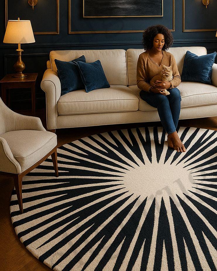 Hand-tufted Wool Sun Area Rug: Sunburst Pattern, Modern Decor - Etsy