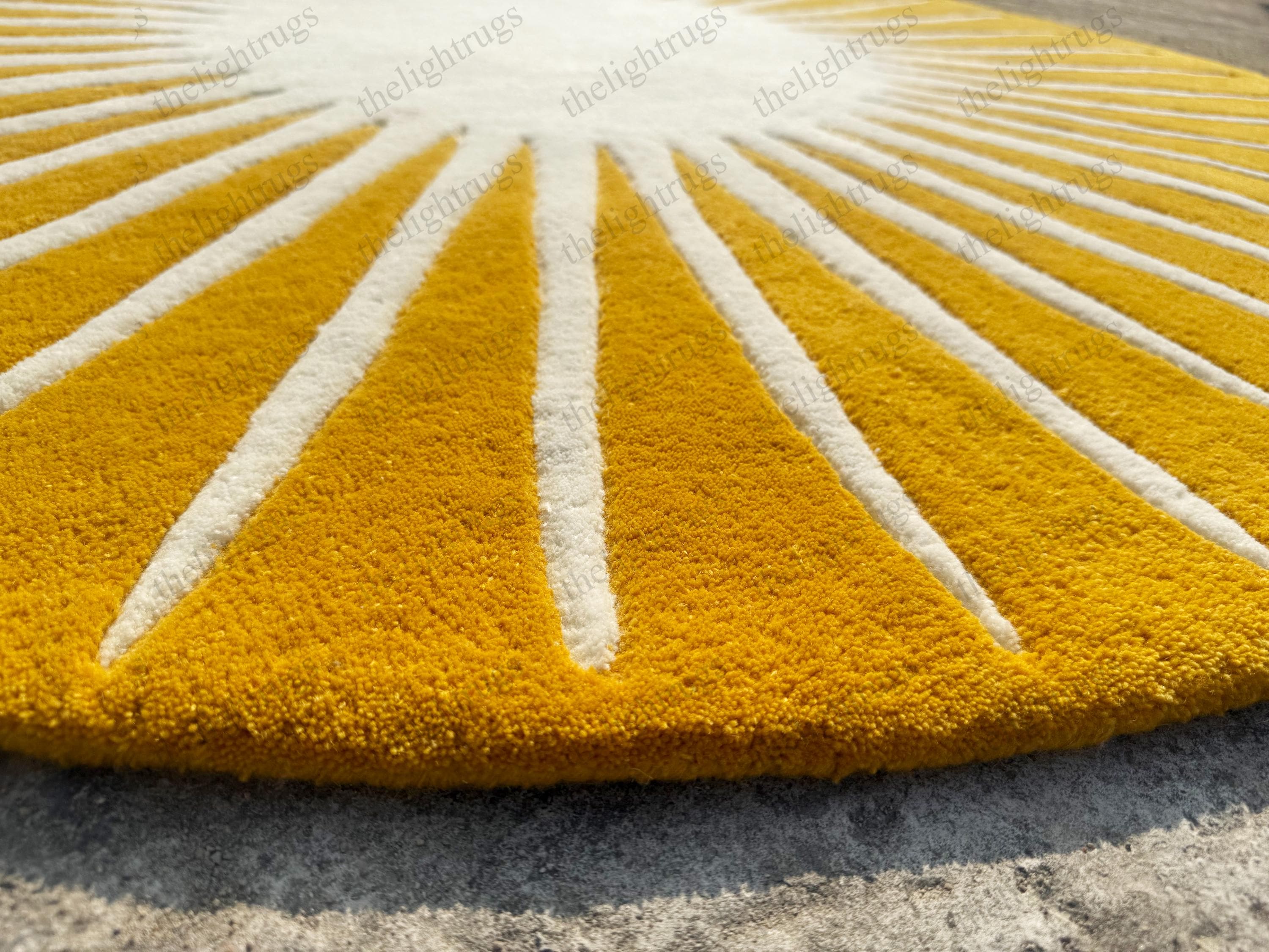 Handcrafted Wool Sunburst Round Rug: Modern Living Room Carpet - Etsy