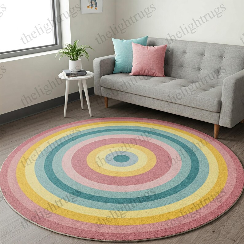 Hand-tufted Round Wool Rug: Colorful Concentric Circle Boho Carpet - Etsy