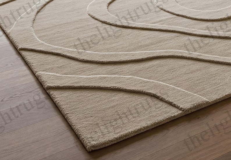 Hand-tufted Wool Rug: 3D High-low Texture, Modern Minimalist Design - Etsy