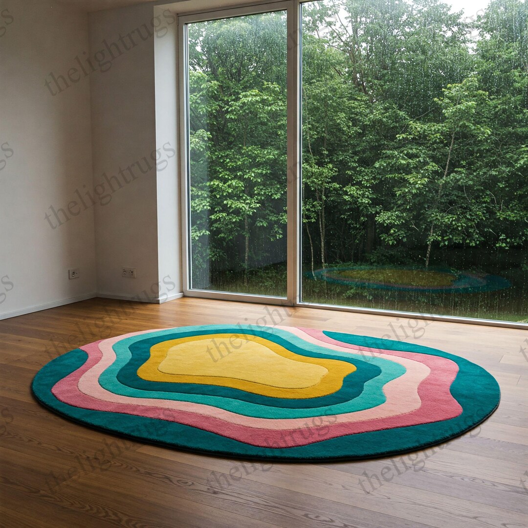 Terrazo Rug 6x9 Vibrant Terrazzo Wool Rug: A Hand-tufted Oval Statement Piece for ...
