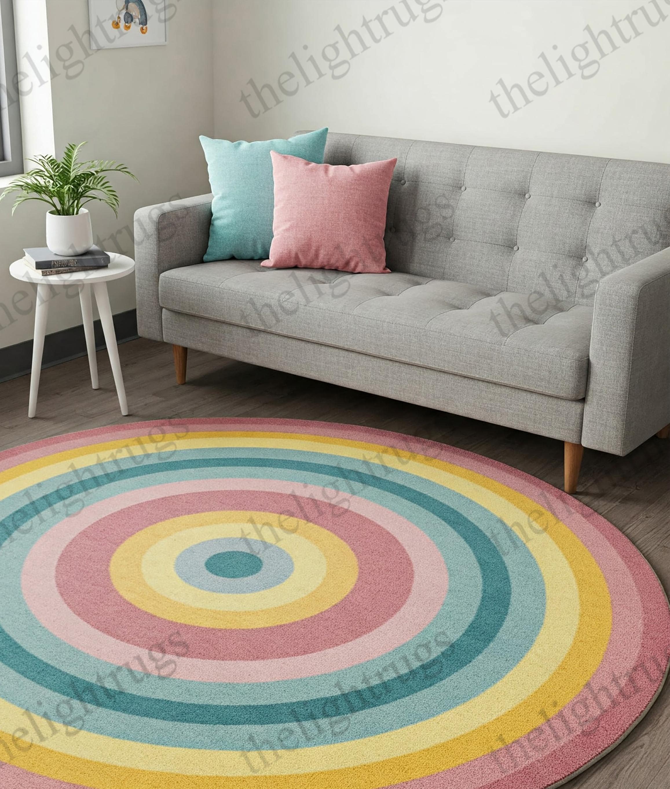 Hand-tufted Round Wool Rug: Colorful Concentric Circle Boho Carpet - Etsy