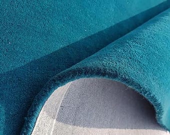 Teal Velvet Rug – Soft Handmade Area Rug for Bedroom & Living Room, Modern Luxurious Tufted