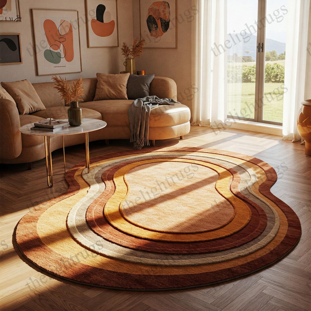 Hand-tufted Wool Area Rug: Irregular Shape, High-low Texture, Abstract ...