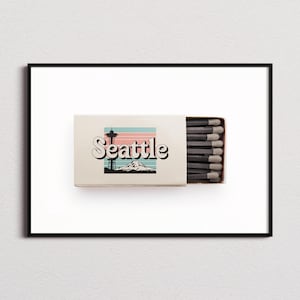 Seattle Matchbox Print, Seattle Print, Seattle Poster, Seattle Wall Art, Seattle Art Print, Seattle Gifts
