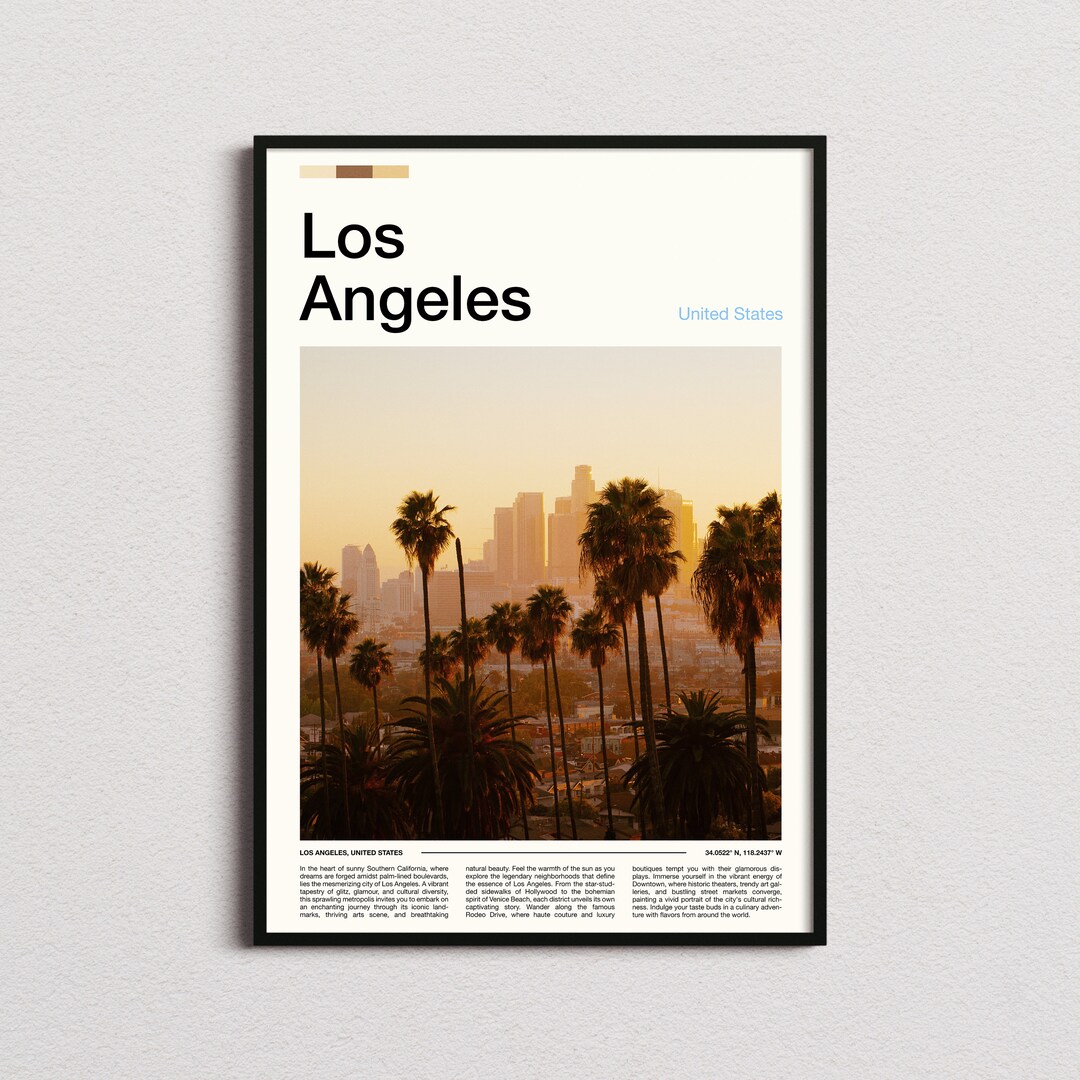 Los Angeles Print, Los Angeles Poster, Los Angeles Wall Art, California ...
