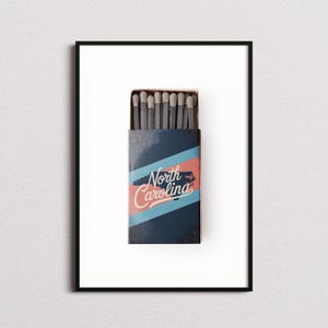 North Carolina Matchbox Print, North Carolina Print, North Carolina Poster, North Carolina Wall Art, North Carolina Art Print