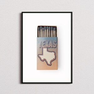 Texas Streichholzschachtel Druck, Texas Druck, Texas Poster, Texas Wandkunst, Texas Kunstdruck, Texas Geschenke