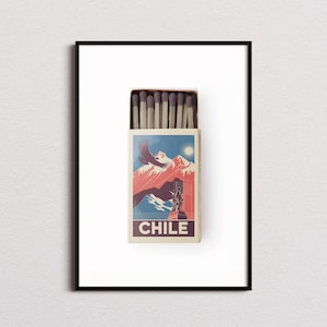Chile Matchbox Print, Chile Print, Chile Poster, Chile Wall Art, Chile Art Print, Chile Gifts