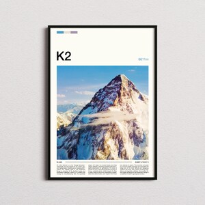 K2 Print, K2 Poster, K2 Wall Art, K2 Art Print, K2 Photo, Mountain Climbing, Hiker Gifts, Hiking Gifts, Mount K2, K2 Mountain