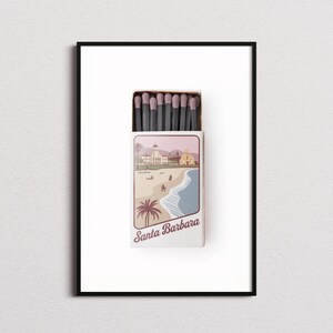 Santa Barbara Matchbox Print, Santa Barbara Print, Santa Barbara Poster, Santa Barbara Wall Art, Santa Barbara Art Print