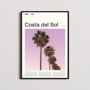 Impresión de la Costa del Sol, Cartel de la Costa del Sol, Arte de la pared de la Costa del Sol, Impresión de arte de España, Foto de la Costa del Sol, Regalos de la Costa del Sol