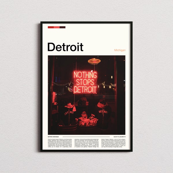 Detroit Print, Detroit Poster, Detroit Wall Art, Detroit Art Print, Detroit Photo