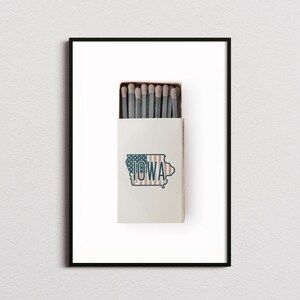 Iowa Matchbox Print, Iowa Print, Iowa Poster, Iowa Wall Art, Iowa Art Print, Iowa Gifts