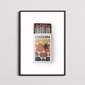 Barcelona Matchbox Print, Barcelona Print, Barcelona Poster, Barcelona Wall Art, Barcelona Art Print, Barcelona Gifts