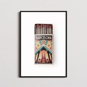 Barcelona Matchbox Print, Barcelona Print, Barcelona Poster, Barcelona Wall Art, Barcelona Art Print, Barcelona Gifts