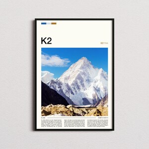 K2 Print, K2 Poster, K2 Wall Art, K2 Art Print, K2 Photo, Mountain Climbing, Hiker Gifts, Hiking Gifts, Mount K2, K2 Mountain