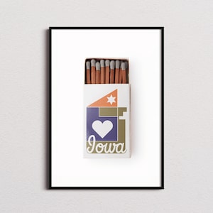 Iowa Matchbox Print, Iowa Print, Iowa Poster, Iowa Wall Art, Iowa Art Print, Iowa Gifts