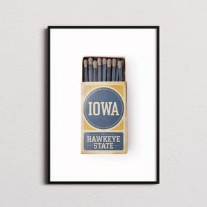 Iowa Matchbox Print, Iowa Print, Iowa Poster, Iowa Wall Art, Iowa Art Print, Iowa Gifts
