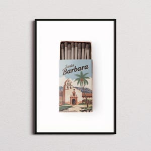 Santa Barbara Matchbox Print, Santa Barbara Print, Santa Barbara Poster, Santa Barbara Wall Art, Santa Barbara Art Print